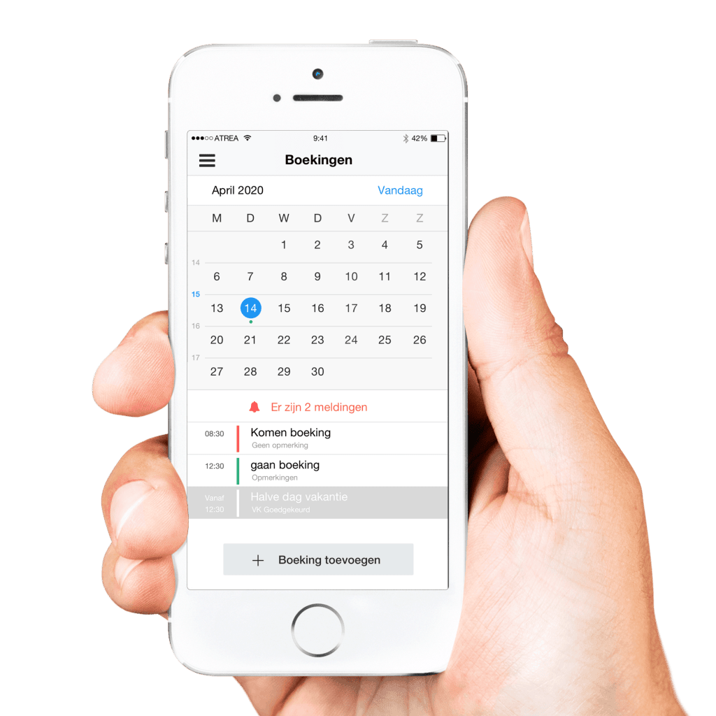 Boekingen | Atrea mobiele tijdregistratie | Atrea app