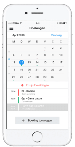 Boekingen | Atrea mobiele tijdregistratie | Atrea ESS app