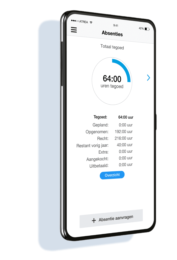 Atrea app tijdsregistratie - Medewerker inzage in absenties en verlofuren